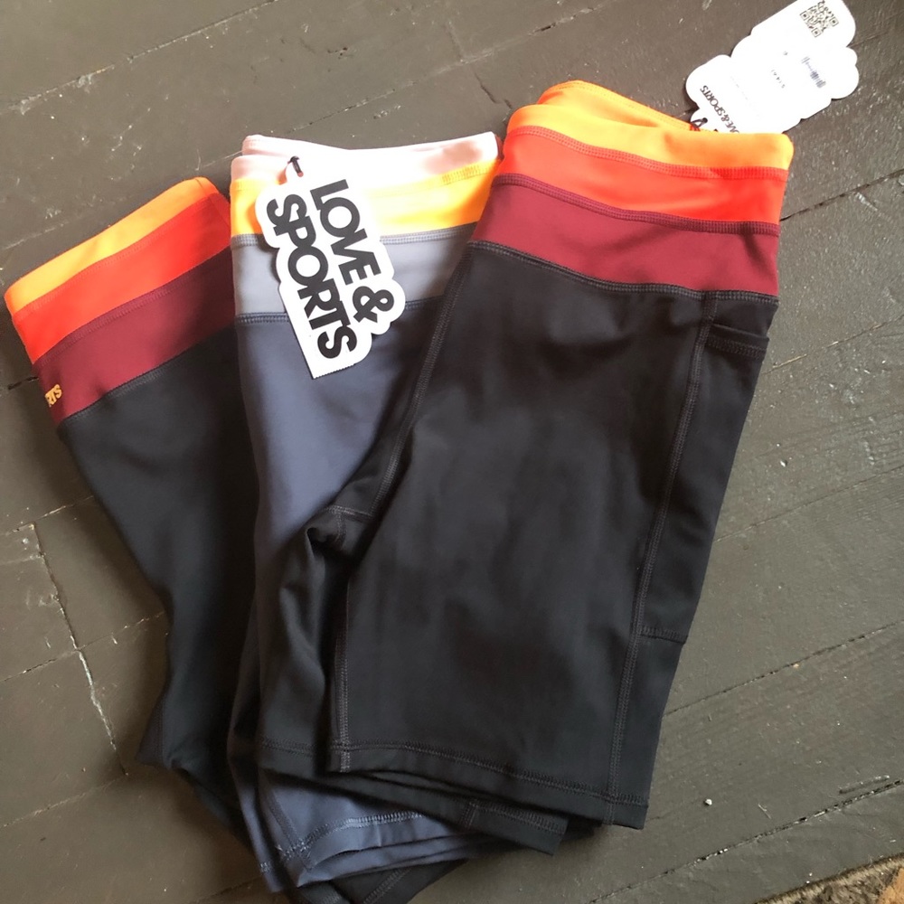 3 pair Love & Sports biker shorts size small